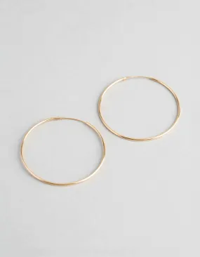 9ct Gold 40mm Fine Hoop Earrings