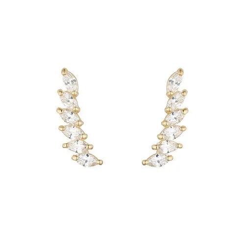 9ct Gold CZ Climber Earrings