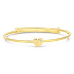 9ct Silver Filled Heart Charm Baby Bangle