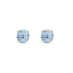 9ct Yellow Gold 5mm Aquamarine Claw Set Stud Earrings