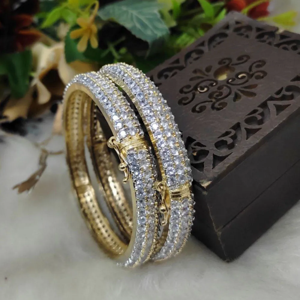 Aamrapali Gold Plated American Diamond Bangle Set