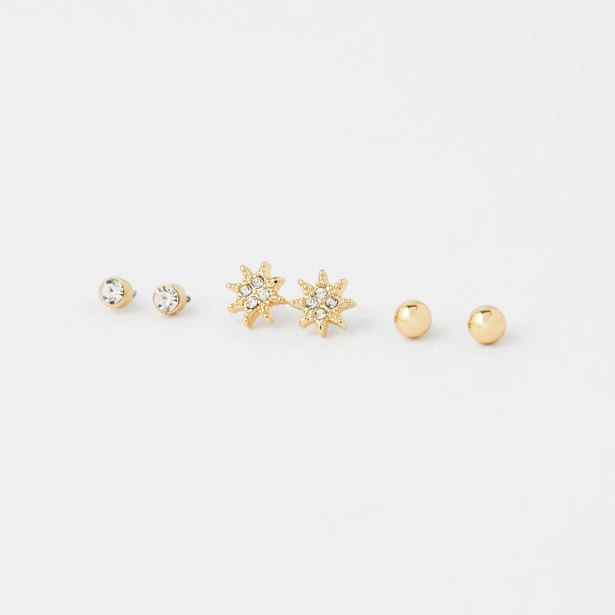 Accessorize London 3 X Pave Star Stud Pack