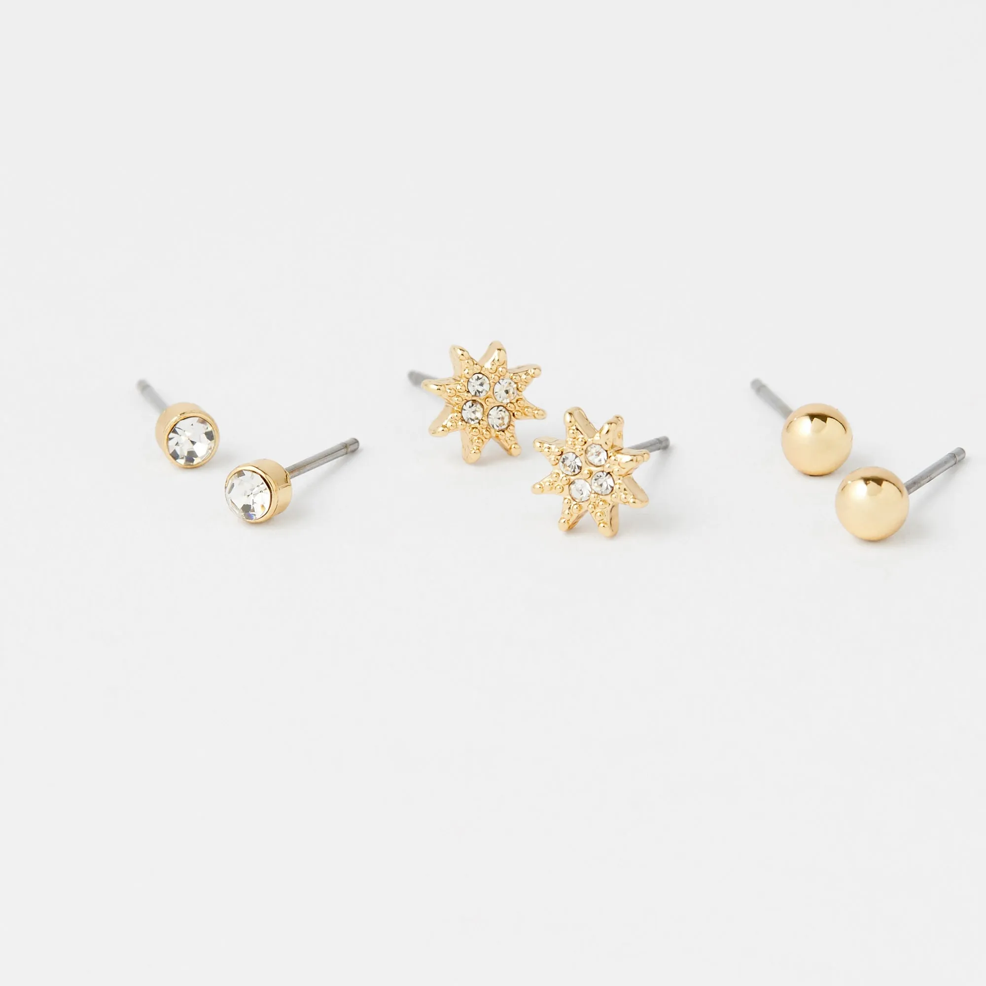 Accessorize London 3 X Pave Star Stud Pack