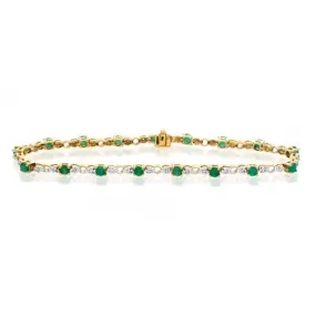 Acotis Diamonds 9K Gold 0.17ct Diamond Emerald Bracelet G1376