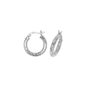 Acotis Silver Hoop Earrings Dia Cut G5694