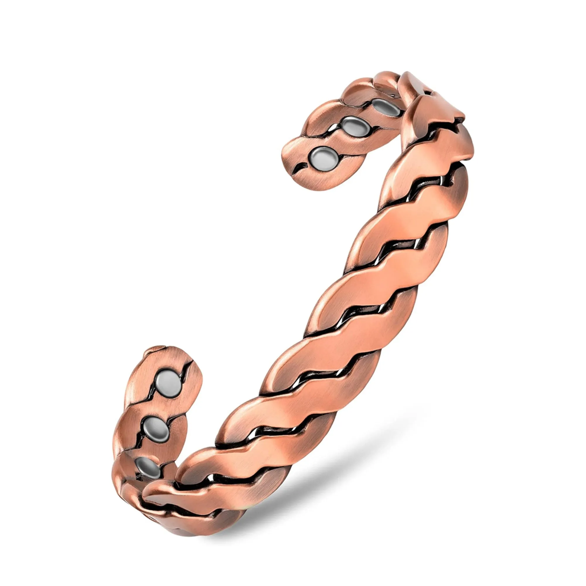 Adjustable Cuff Copper Magnetic Therapy Bracelet Bangle for Men and Women Twisted Design