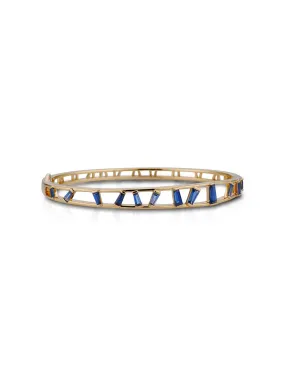 Aerial Rectangular, 18K Yellow Gold   Blue Sapphire Bangle