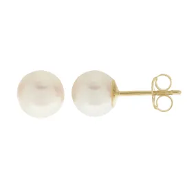 Akoya Pearl Stud Earrings in Yellow Gold- 6 mm