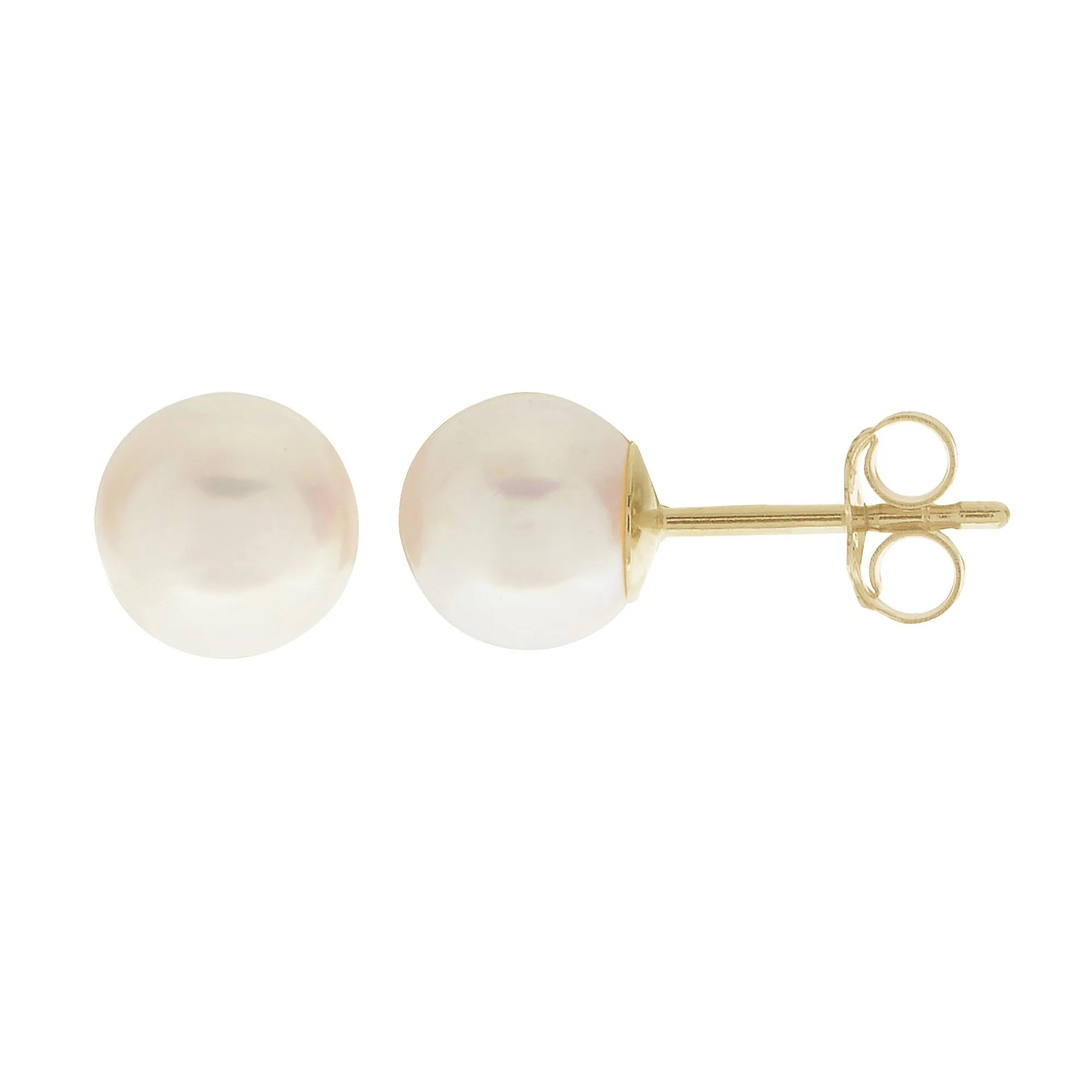 Akoya Pearl Stud Earrings in Yellow Gold- 6 mm