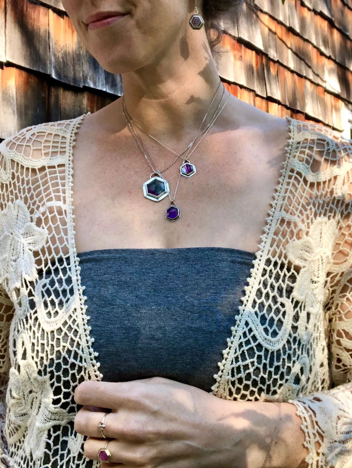 Amethyst Hex Necklace