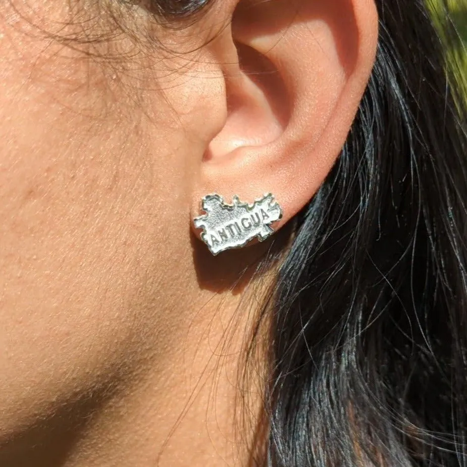 Antigua Map Stopper Stud Earring by Caribbijou