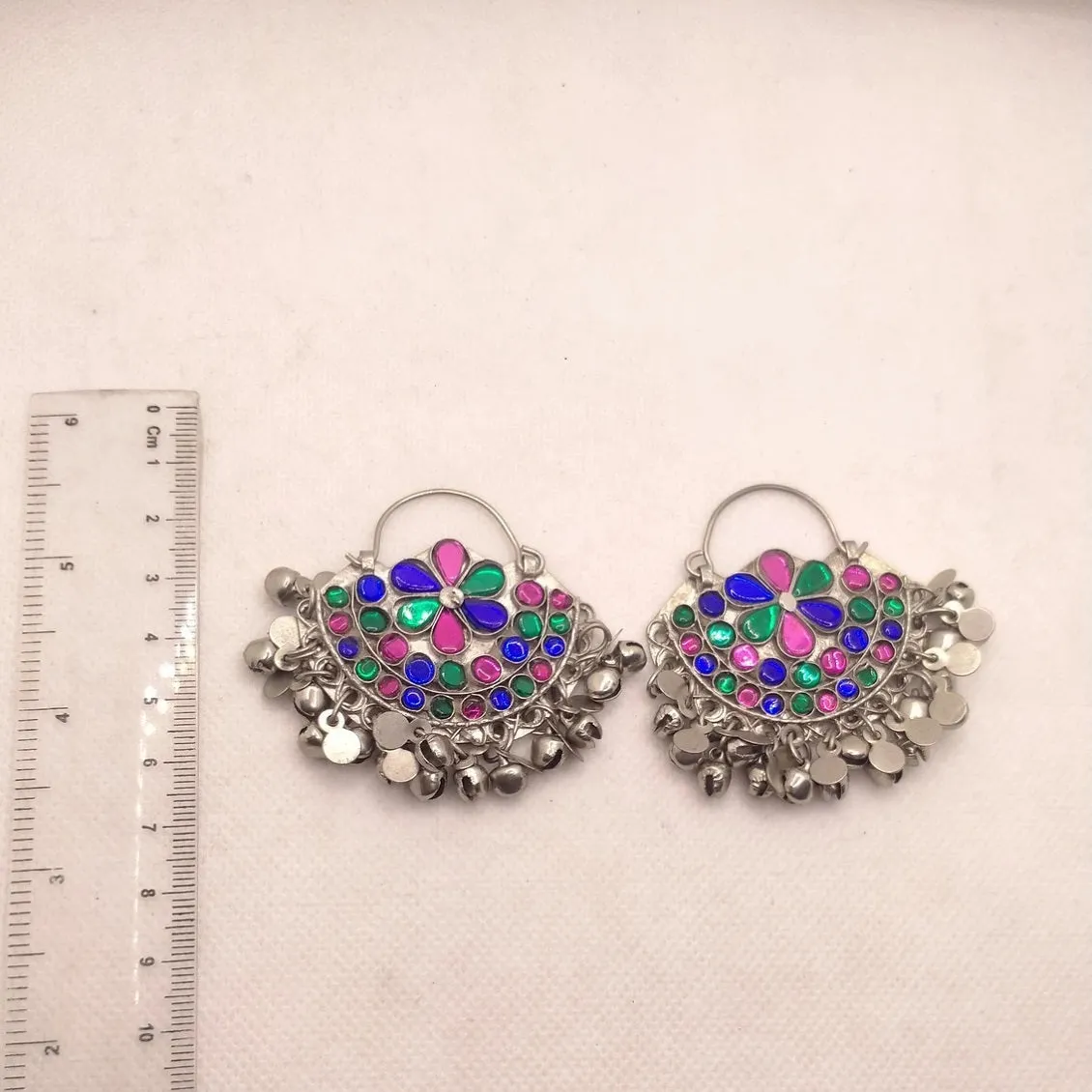 Antique Glass Stones Kuchi Earrings