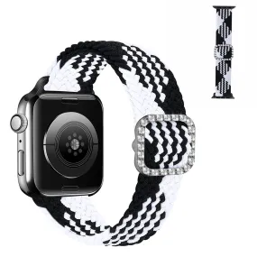 Apple Watch 40mm nylon watch strap in rhinestone buckle - Black and White