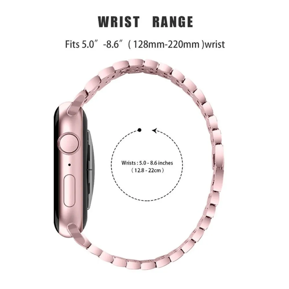 Apple Watch (41mm) five bead shiny rhinestone watch strap - Rose Pink / Rose / Rose Pink