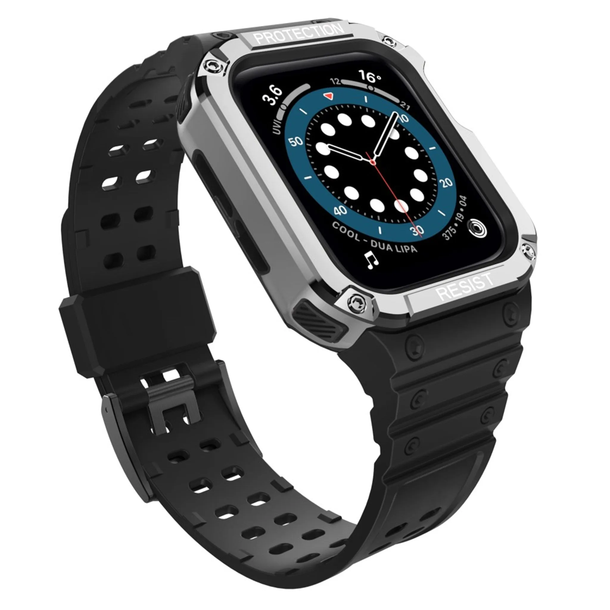 Apple Watch (41mm) unique TPU watch strap - Black / Silver