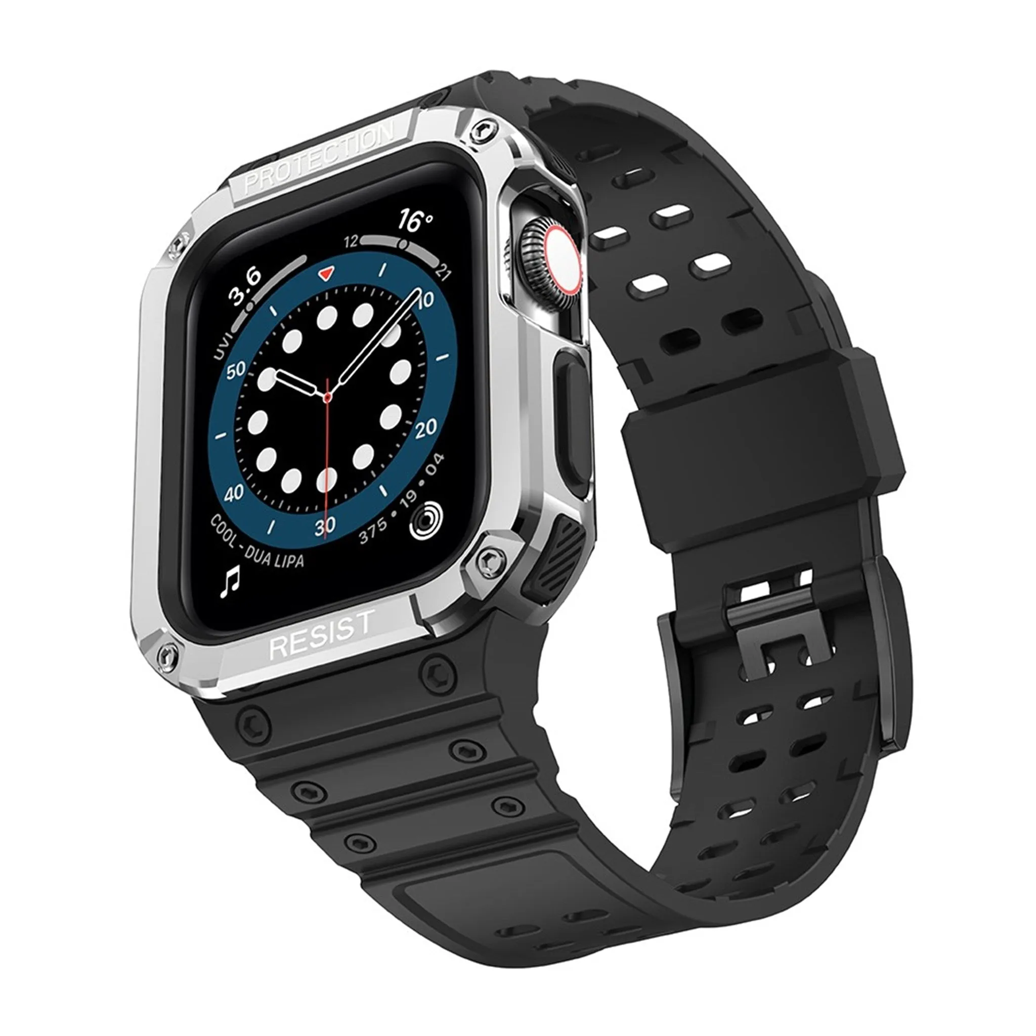 Apple Watch (41mm) unique TPU watch strap - Black / Silver