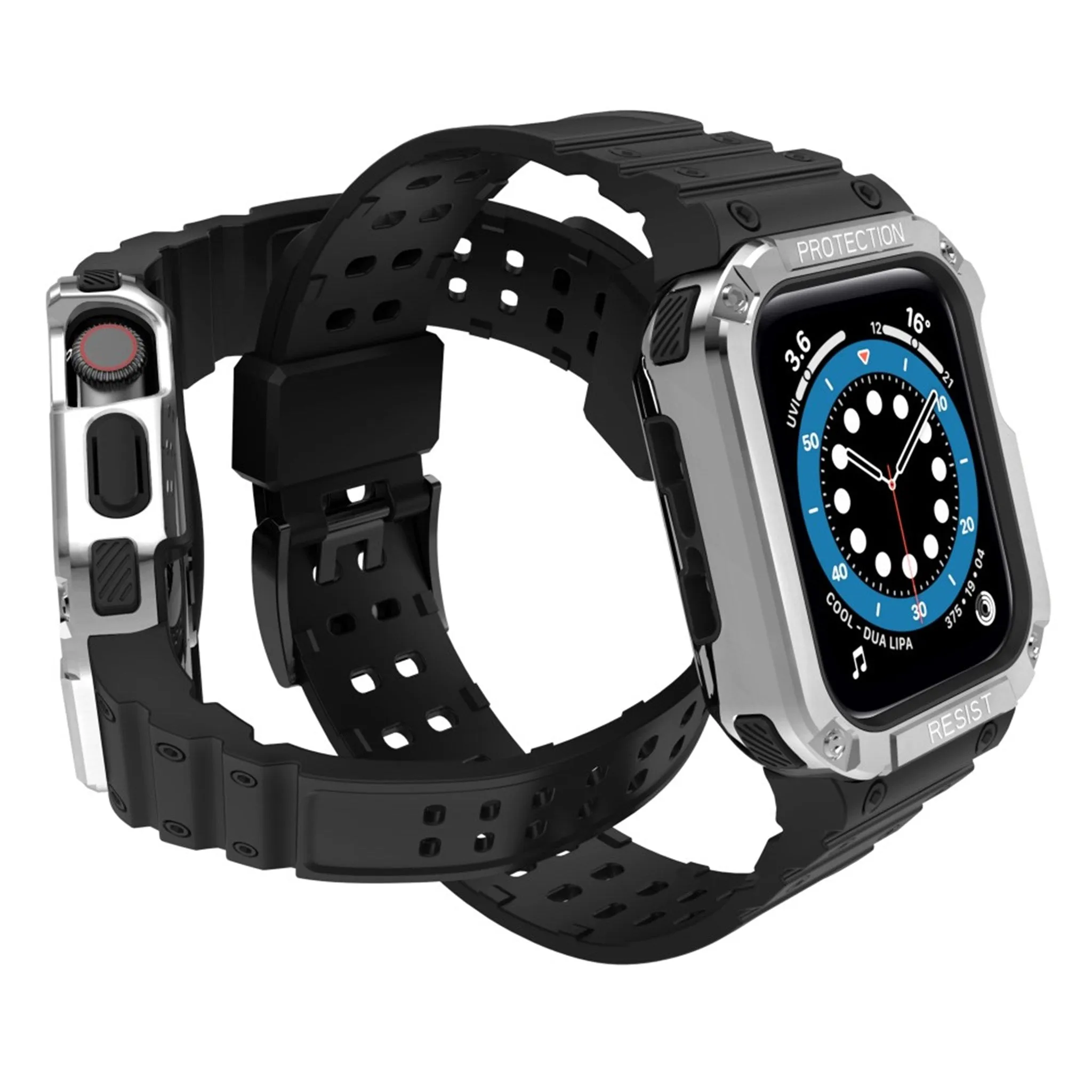 Apple Watch (41mm) unique TPU watch strap - Black / Silver