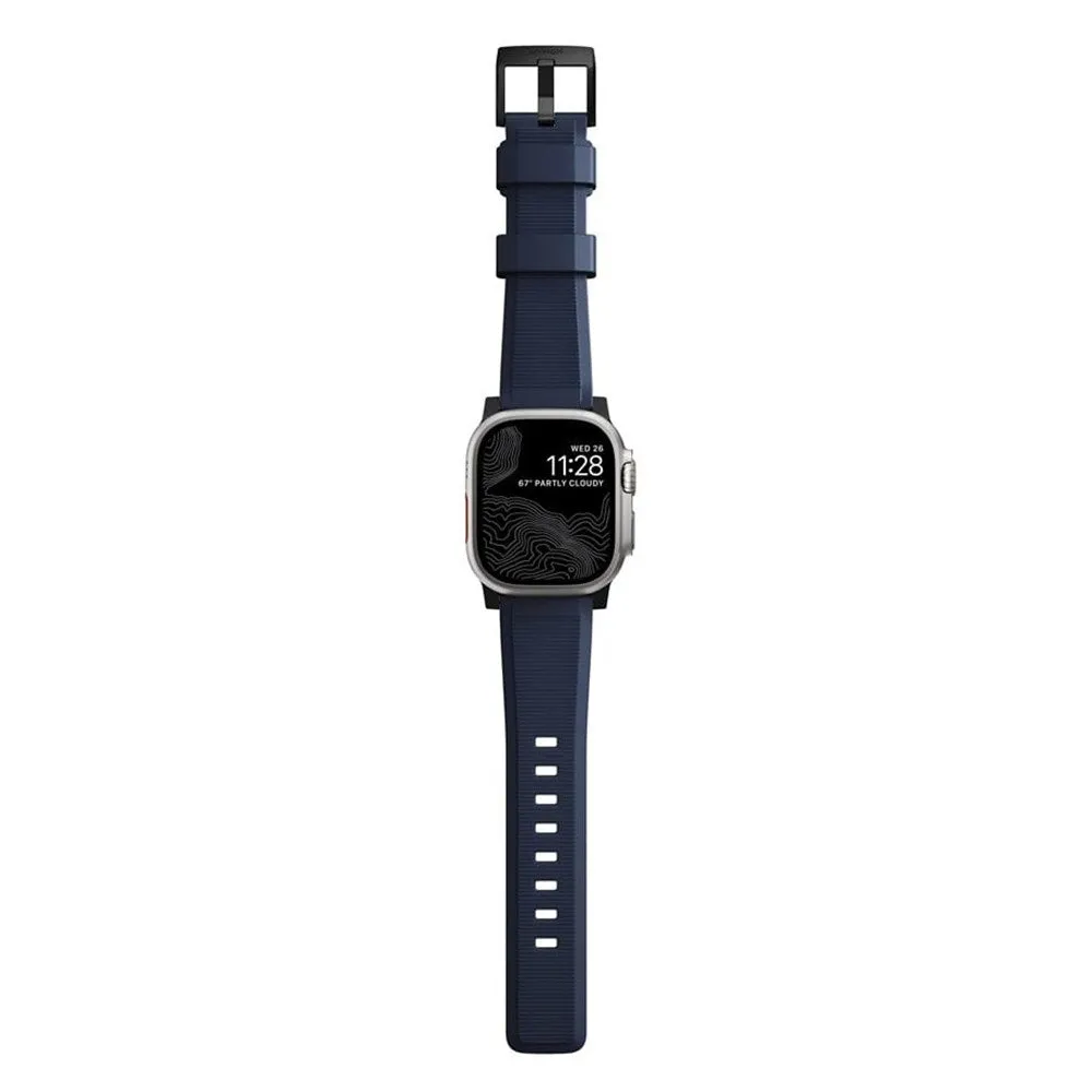 Apple Watch (42/44/SE/45/46/49mm) Nomad Rugged Band Rem - Atlantic Blue / Black Hardware