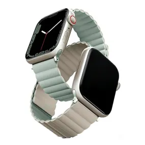 Apple Watch (42/44/SE/45/46/49mm) UNIQ Revix Magnetisk Vendbar Urrem - Sage / Beige