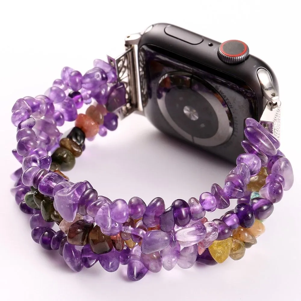 Apple Watch (45mm) natural stones style watch strap - Purple