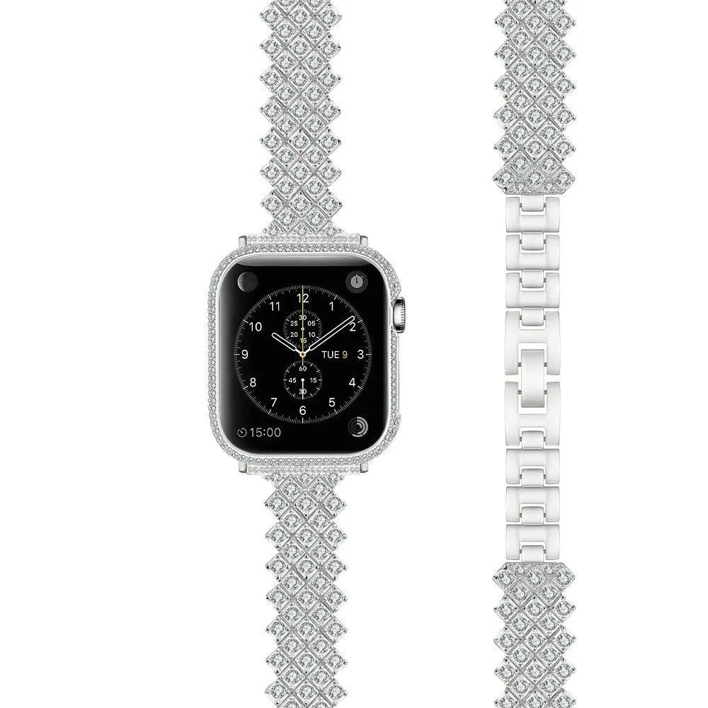 Apple Watch (45mm) rhinestone alloy watch strap - Silver