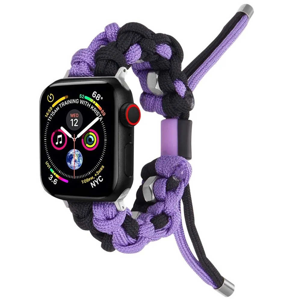 Apple Watch (45mm) stylish nylon   stainless steel ring watch strap - Black / Purple