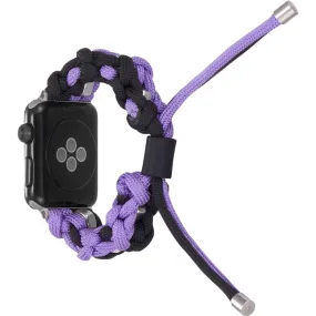 Apple Watch (45mm) stylish nylon   stainless steel ring watch strap - Black / Purple