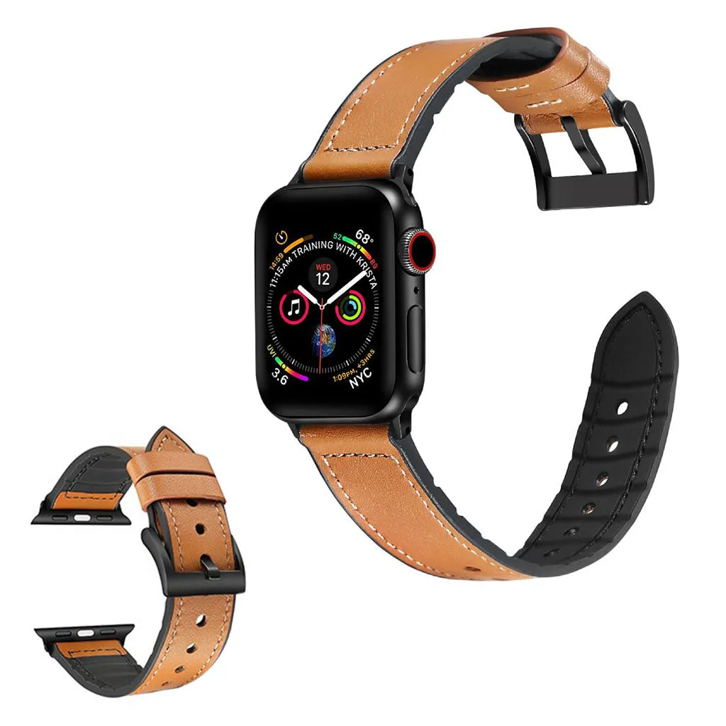 Apple Watch Series 6 / 5 40mm silicone   leather coated watch band - Brown