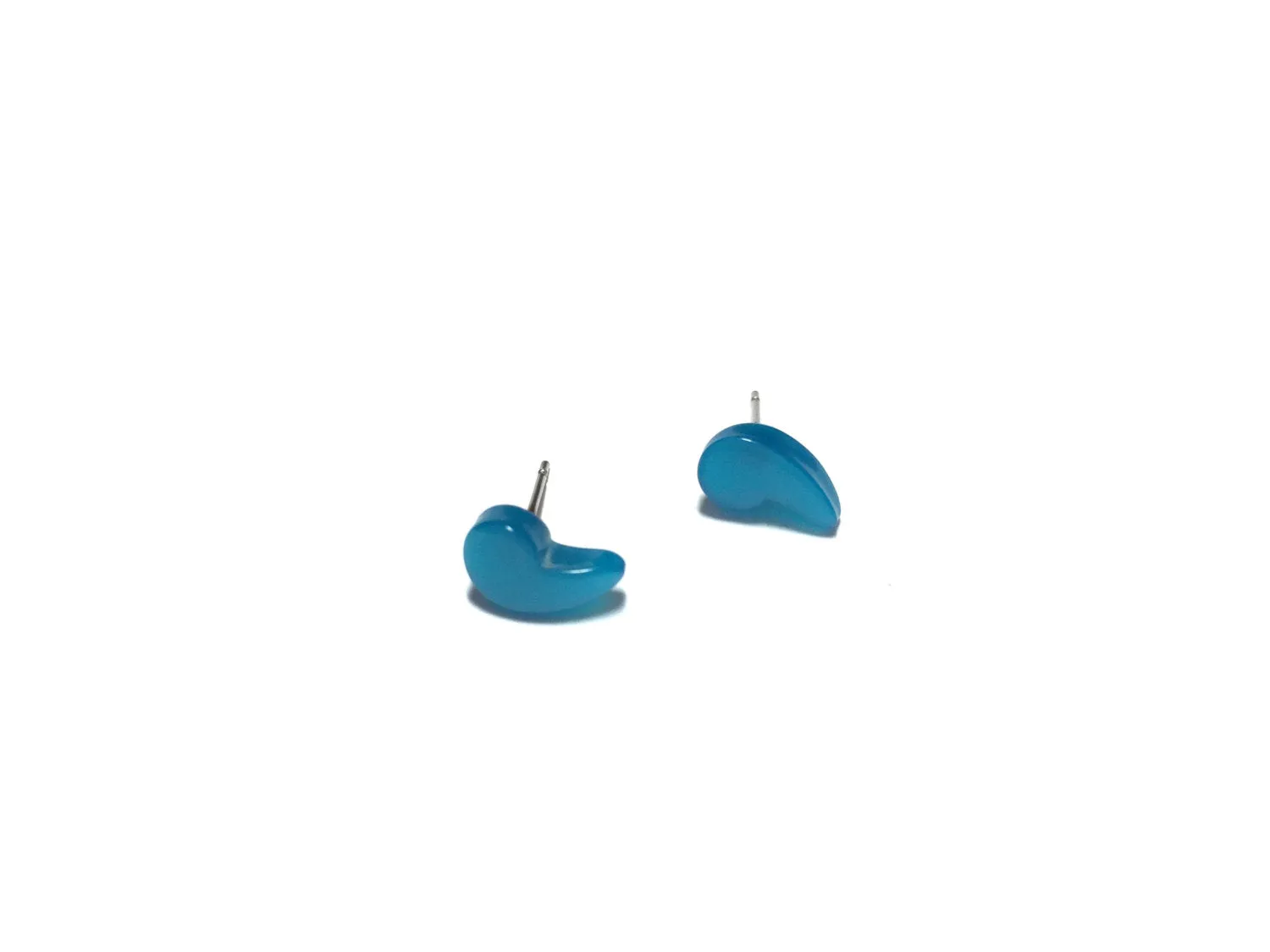 Aqua Blue Moonglow Vintage Comma Stud Earrings