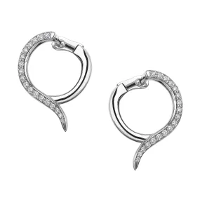 Armis Small Hoop Earrings - 18ct White Gold & Diamond Pavé