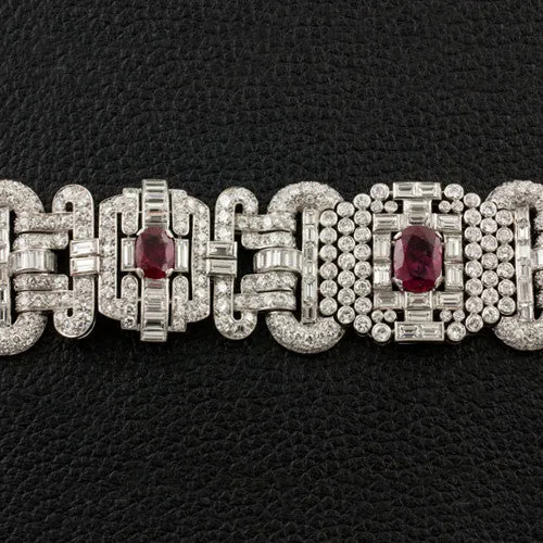 Art Deco Ruby & Diamond Estate Bracelet