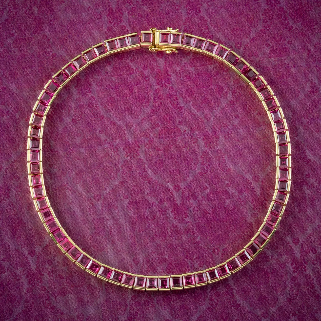 Art Deco Style Ruby Tennis Bracelet 18ct Gold 6.5ct Total