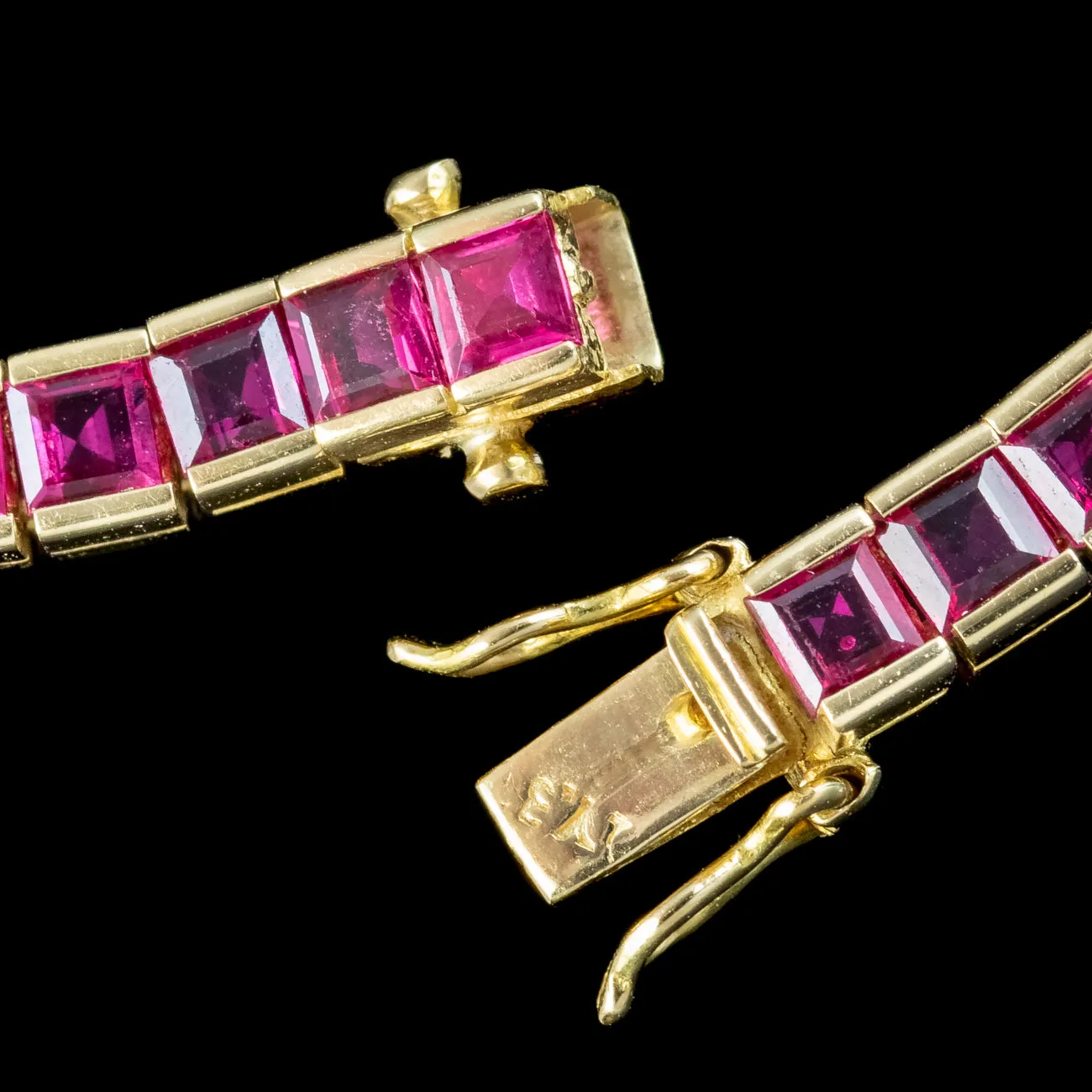 Art Deco Style Ruby Tennis Bracelet 18ct Gold 6.5ct Total