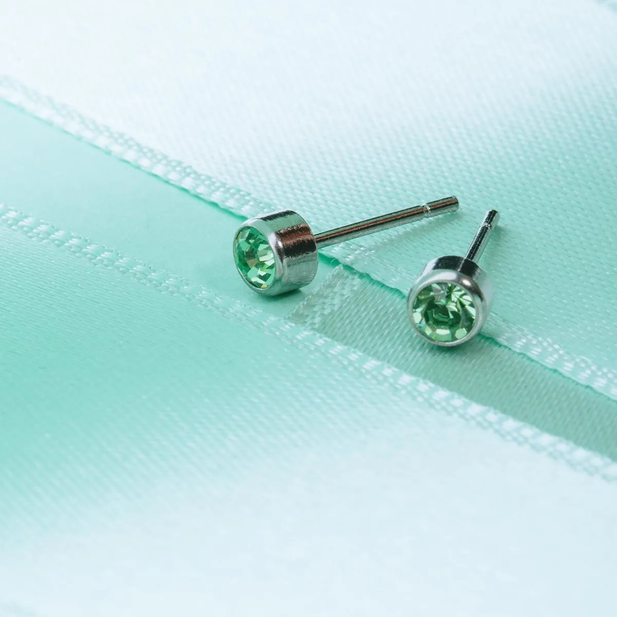 August Birthstone Bezel Stainless Steel Earrings