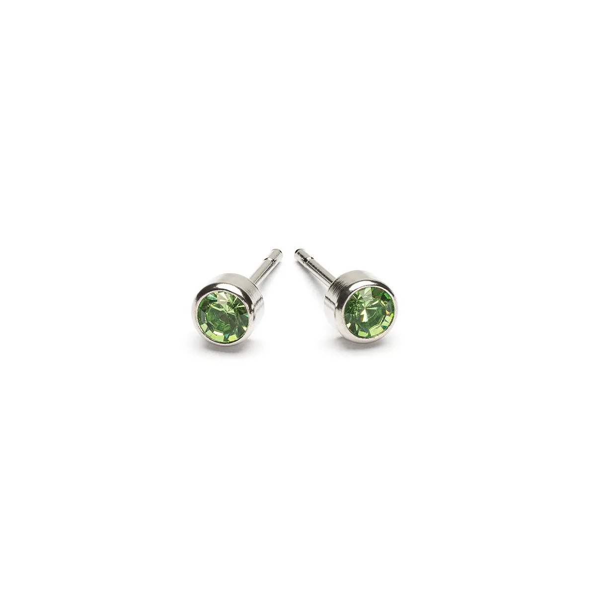 August Birthstone Bezel Stainless Steel Earrings