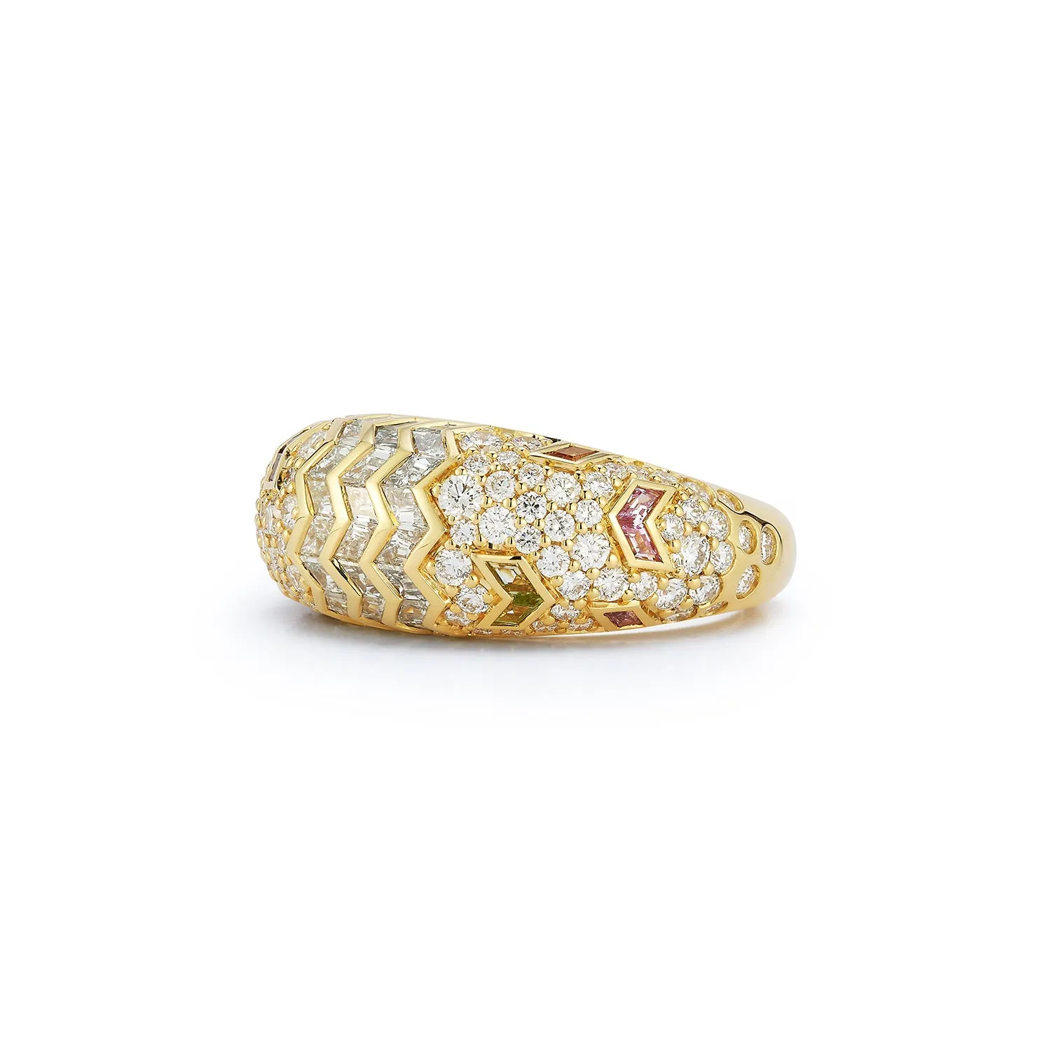 Aurora Ring in Feather with White Diamond Cobblestones