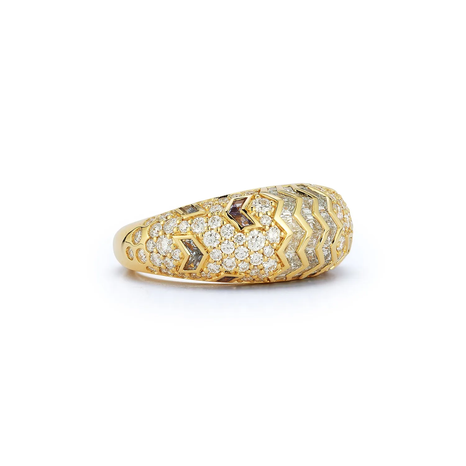 Aurora Ring in Feather with White Diamond Cobblestones