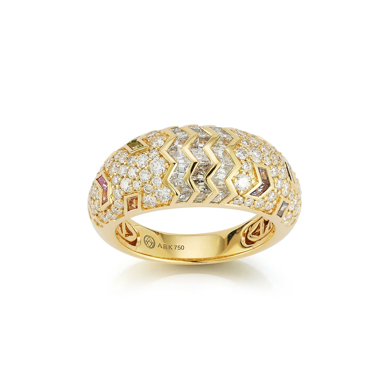 Aurora Ring in Feather with White Diamond Cobblestones