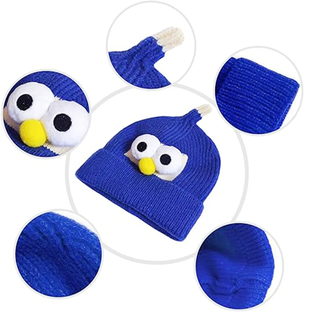 Babymoon Cartoon Angry Birds Woolen Winter Kids Cap Hat | Darkblue