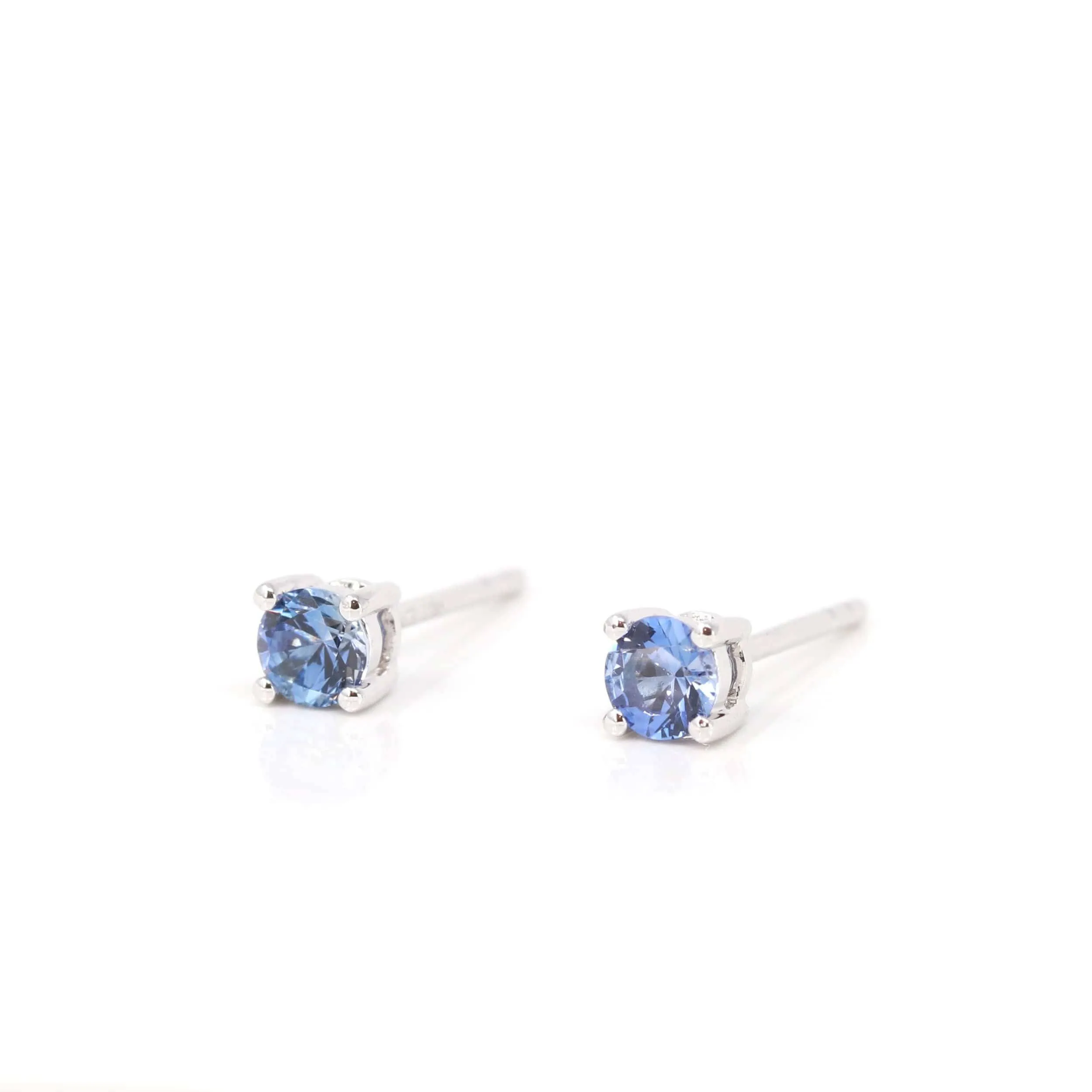 Baikalla™ 14k White Gold Sapphire Round 4 Prong Stud Earrings