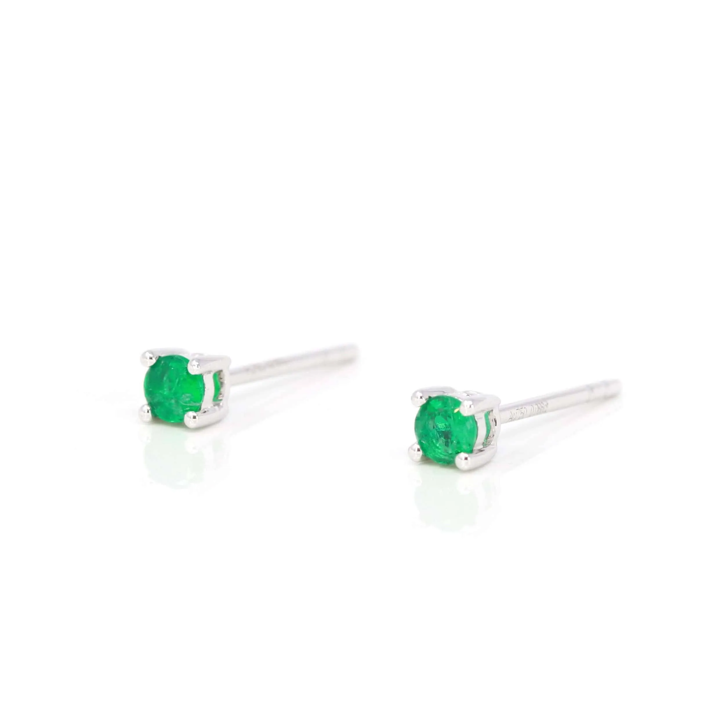 Baikalla™ 14k White Gold Sapphire Round 4 Prong Stud Earrings