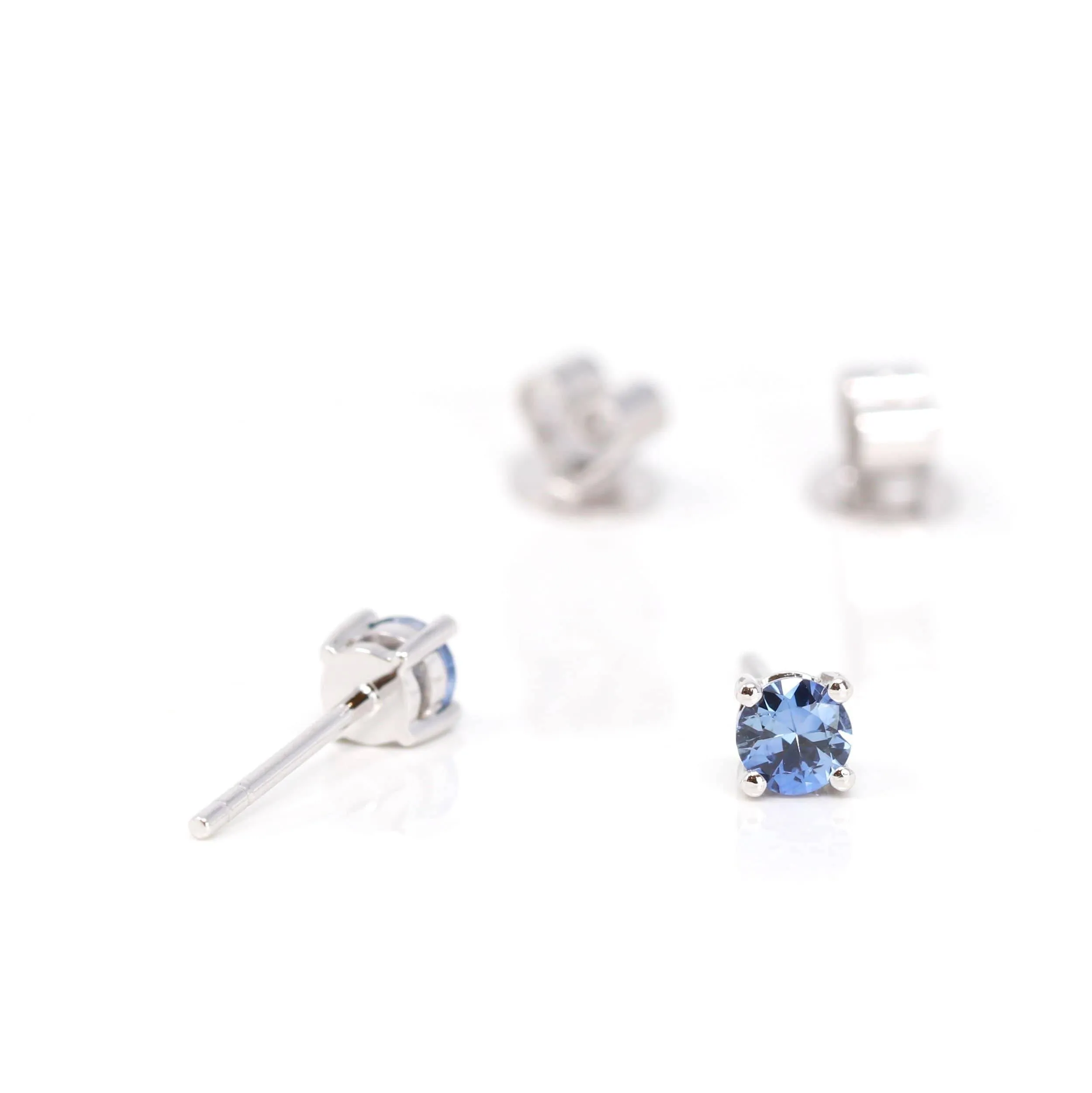 Baikalla™ 14k White Gold Sapphire Round 4 Prong Stud Earrings