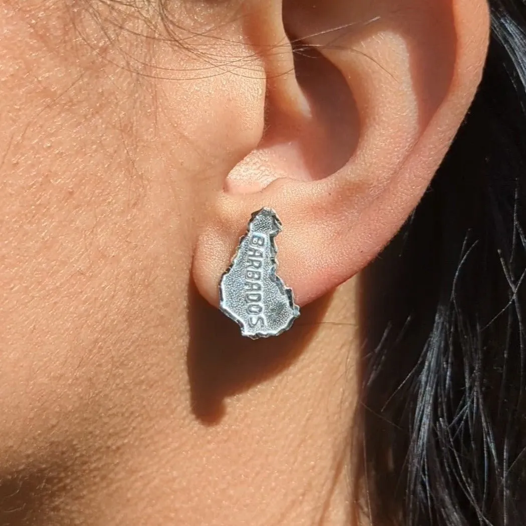 Barbados Map Stopper Stud Earring by Caribbijou