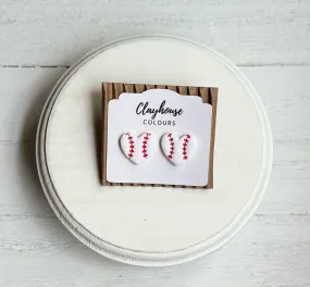 Baseball Heart Clay Stud Earrings