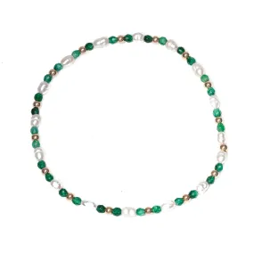 BEADED PEARL AND EMERALD BRACELET