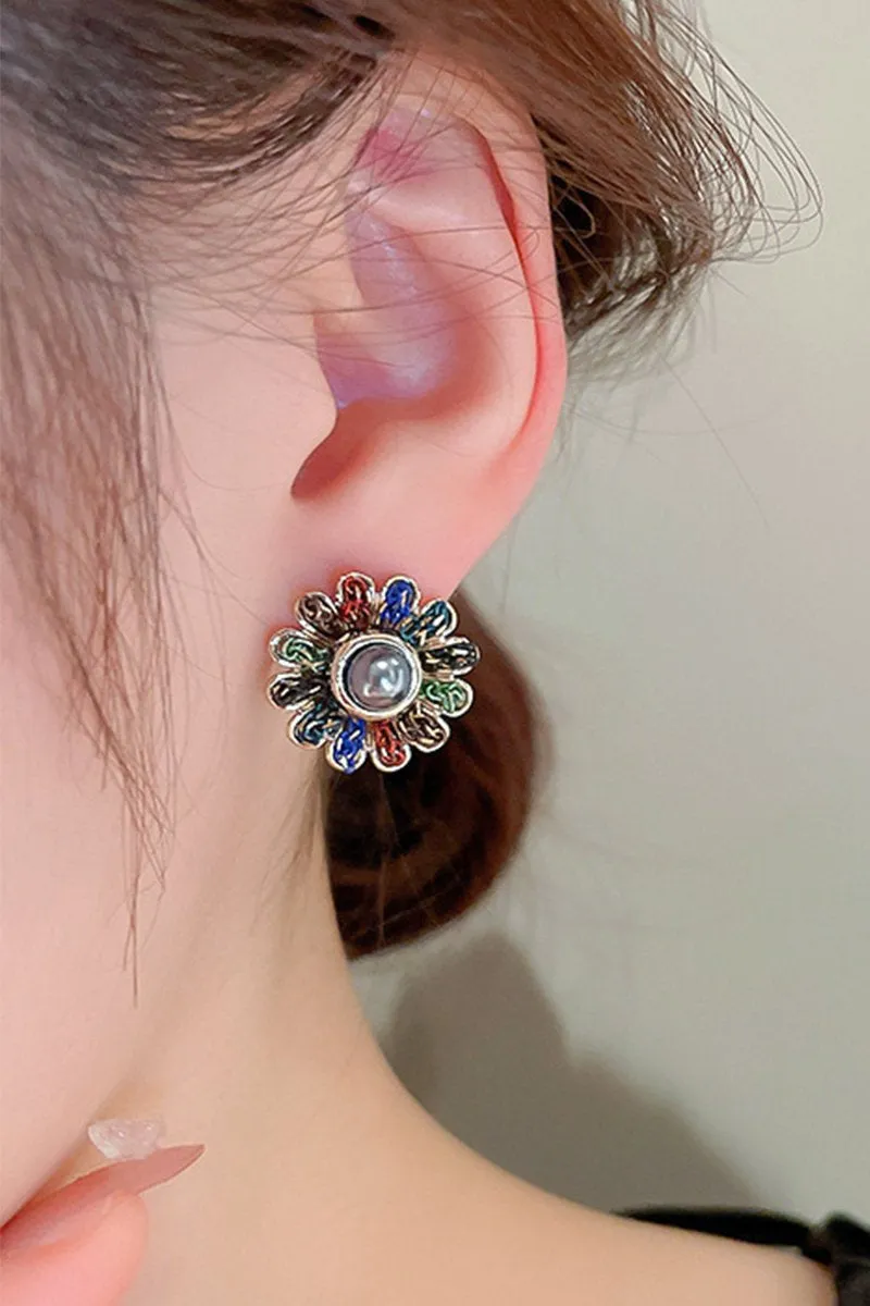 BEADS STUD FLOWER FASHION EARRINGS