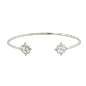 Beautiful Tapered Diamond Cluster Cuff Bracelet In 18k White Gold For Her