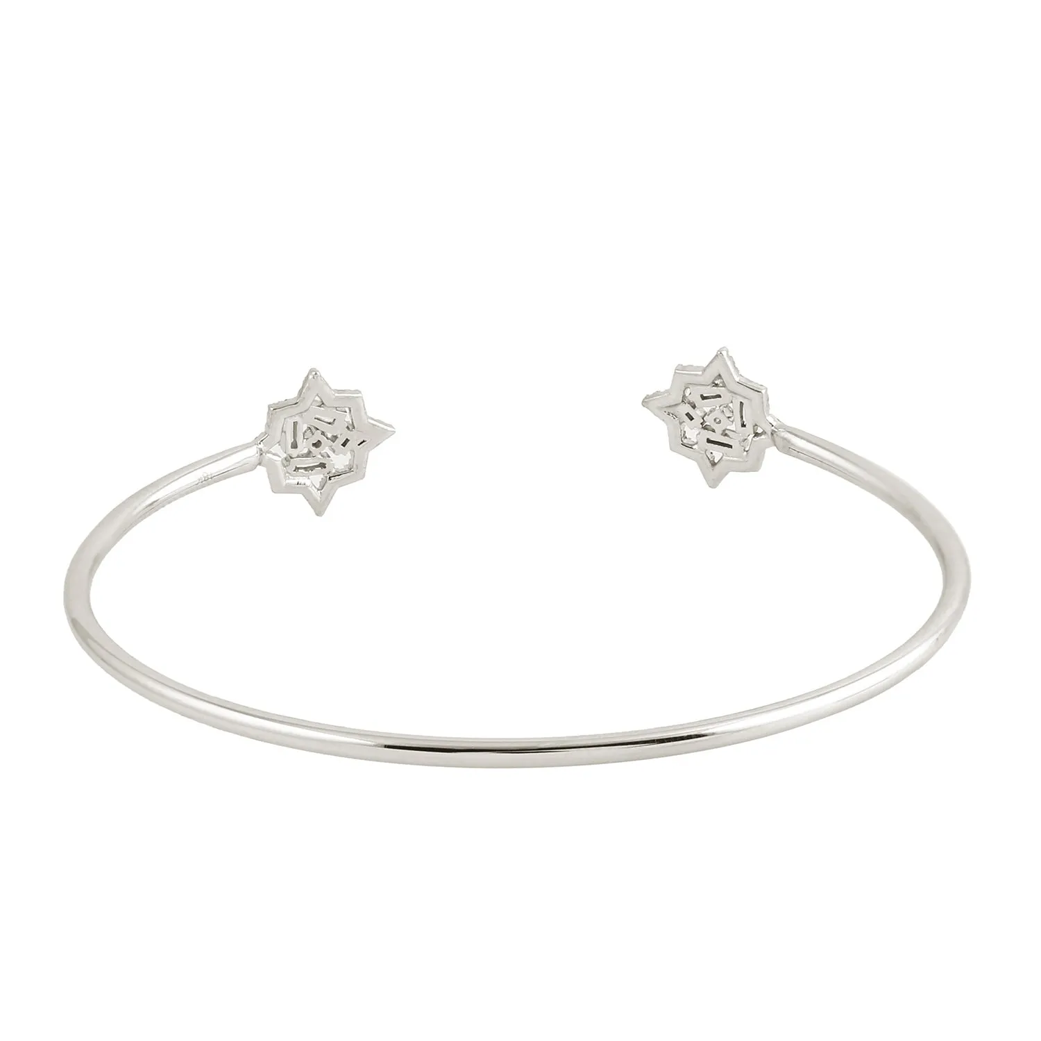 Beautiful Tapered Diamond Cluster Cuff Bracelet In 18k White Gold For Her