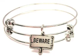 Beware Sign Triple Style Expandable Bangle Bracelet