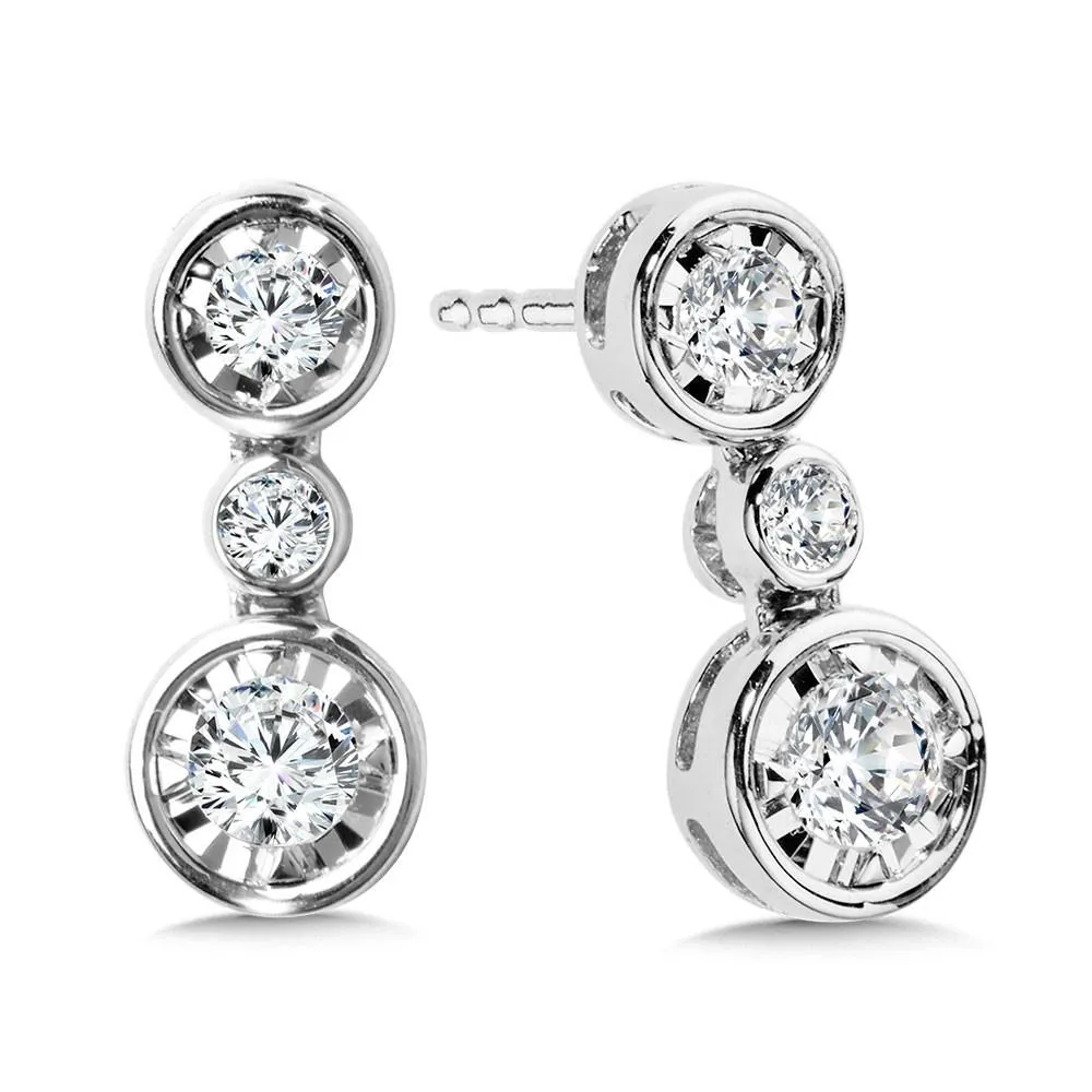 BEZEL-SET DANGLING DIAMOND STAR EARRINGS